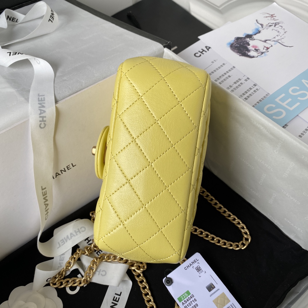 Mini Classic Flap Lambskin Bag AS4040 Yellow